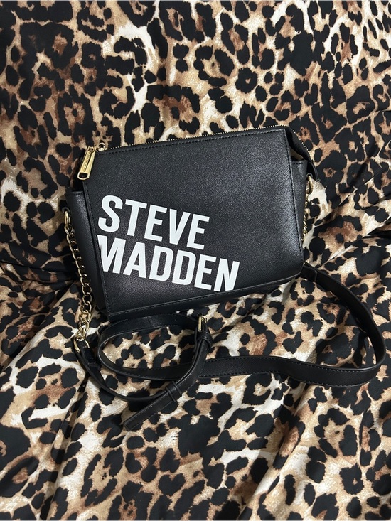 Steve Madden Handbags - Steve Madden Black Logo Shoulder Bag with Gold Accents